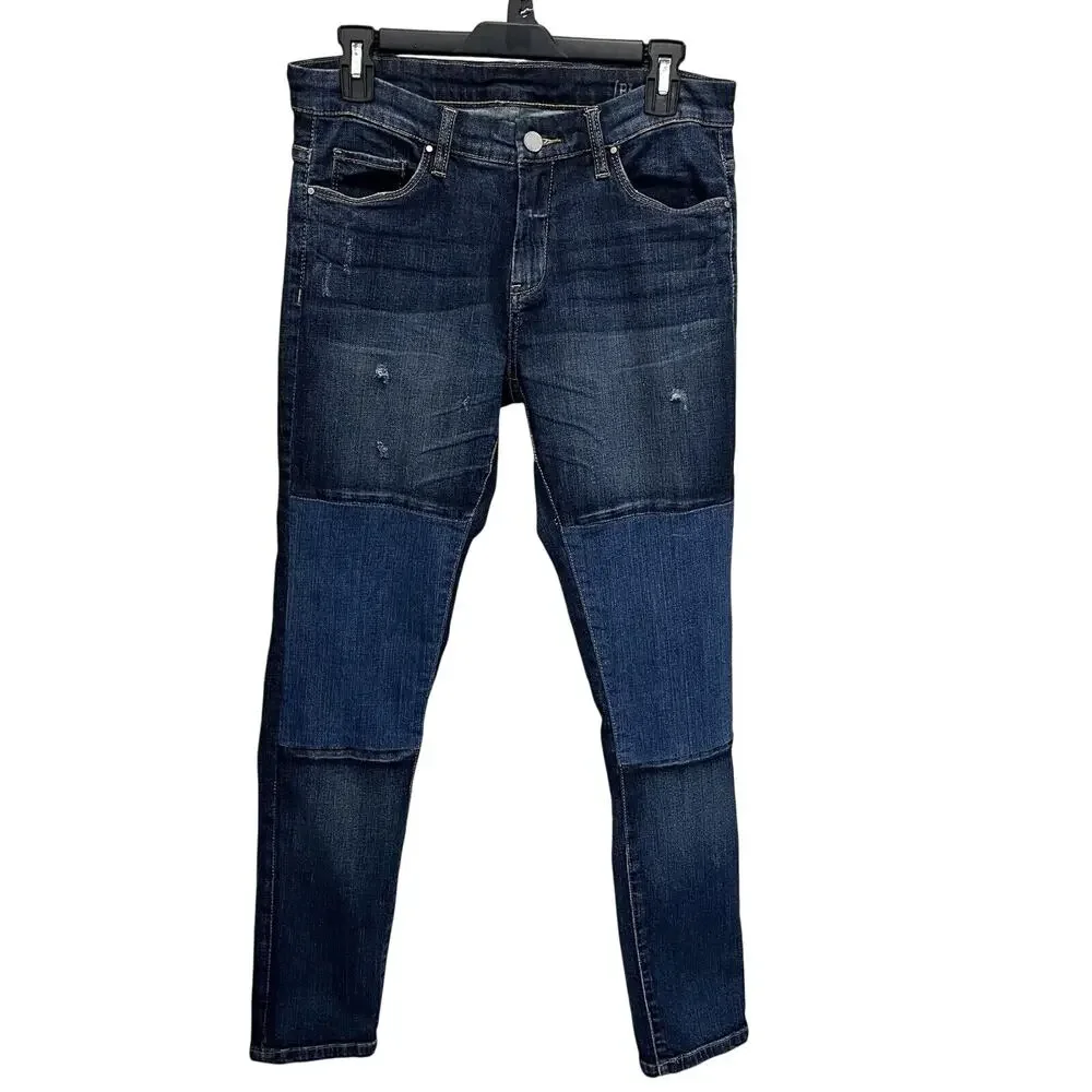 Blanknyc | Dark Wash Skinny Patchwork Jeans Distressed Size 27 Sundance